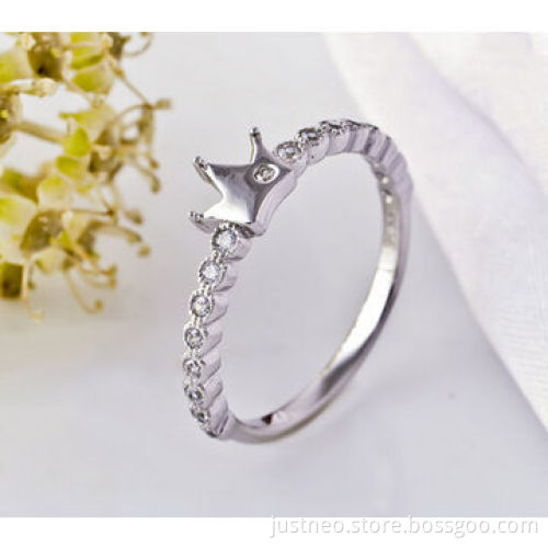 Sterling silver ring, solid 925 silver finger ring with cubic zirconia setted for women